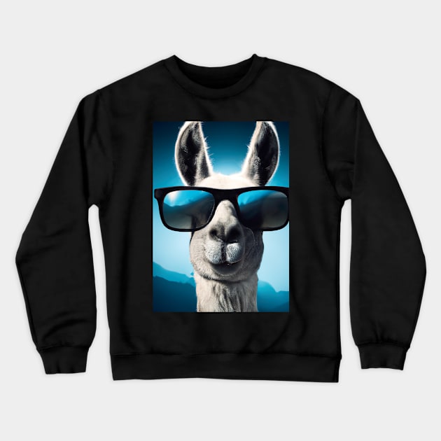 Llama with Sunglasses Crewneck Sweatshirt by maxcode